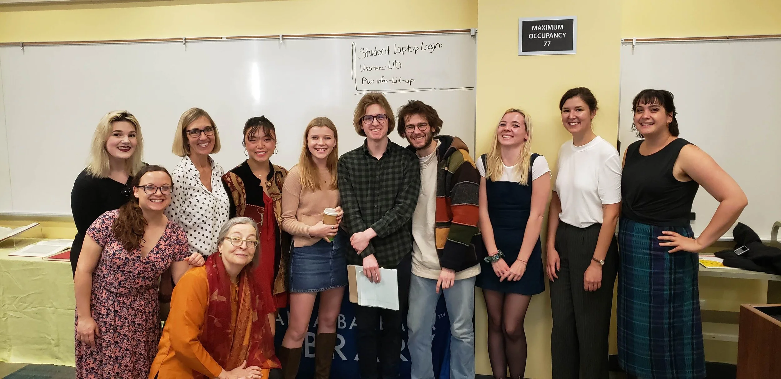  The group of UCSB “Faulknerians,” guided by English professor Candace Waid (bottom left), who used the recently acquired Faulkner manuscript facsimiles in their archival research. 