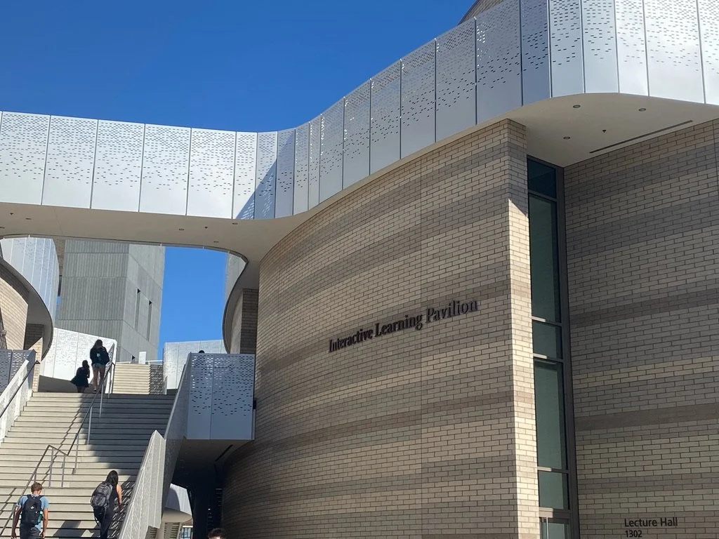   Students outside of the Interactive Learning Pavilion.   