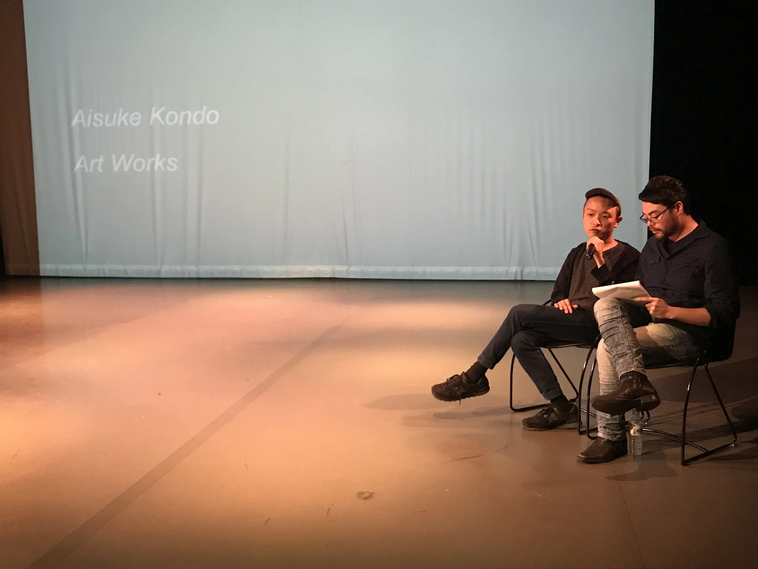  Japanese artist Aisuke Kondo (left) presented work from his Diaspora Memoria exhibition. 