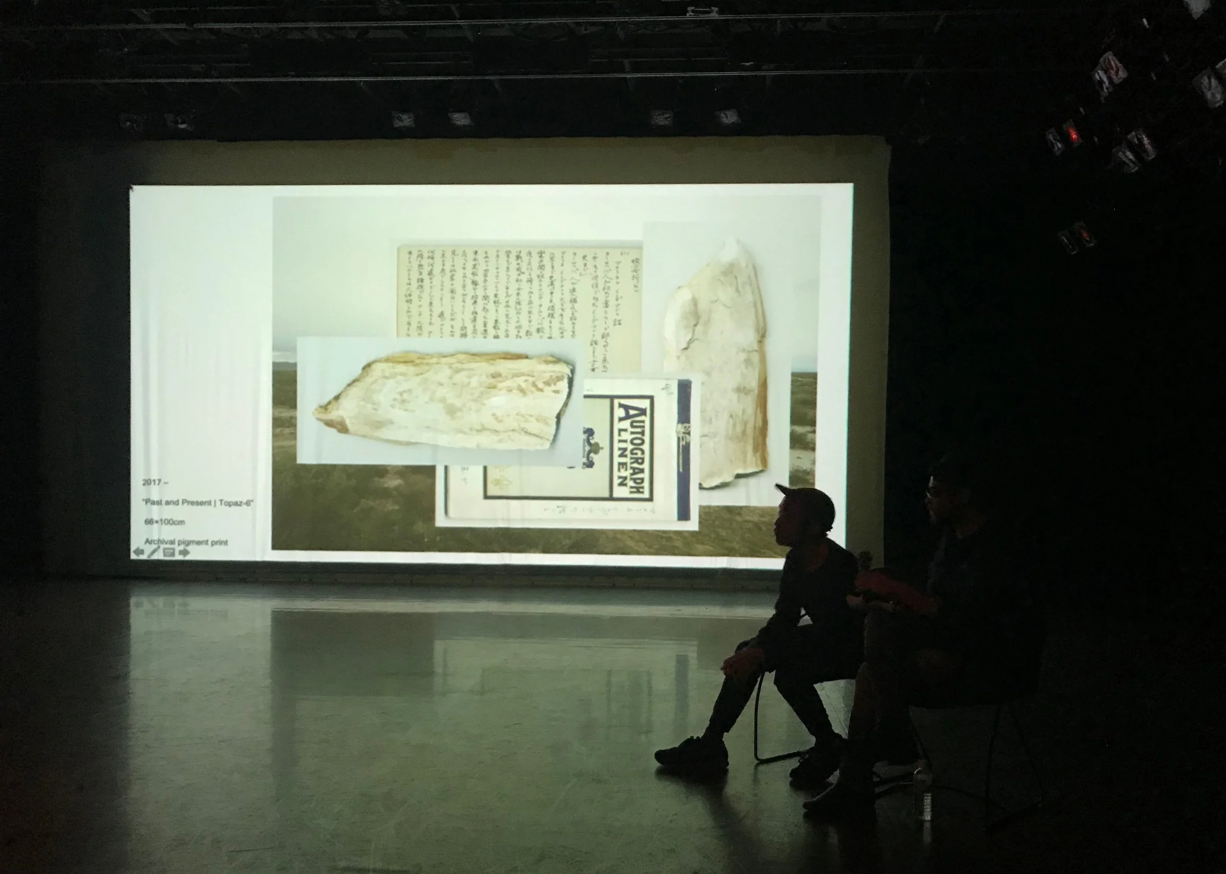  Pictured above are pottery shards that Kondo's great-grandfather wrote on while in the Topaz internment camp in Utah. 