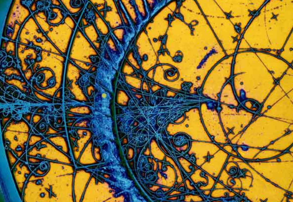  A picture of electronically charged particles made by a device called a “Bubble Chamber.” Images like this were the inspiration for Curtis Roads’ recent composition of the same name.  