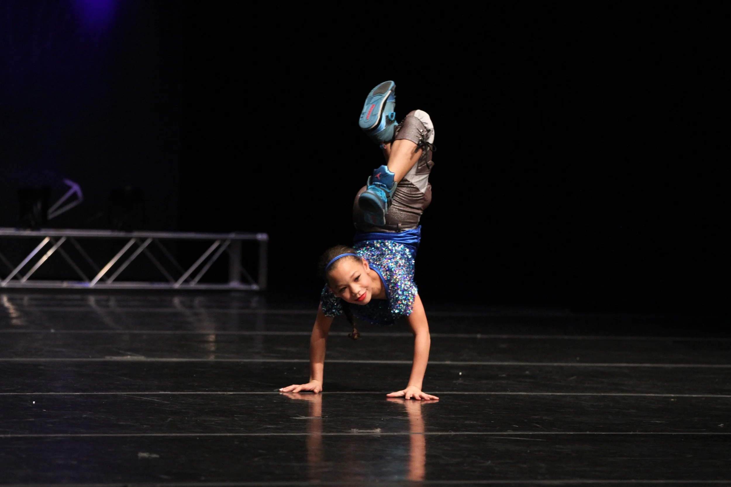   Manniah Harrison, UCSB anthropology student, performing at a dance competition with P.A.T.Y. studio as a child.  She later enrolled in a UCSB Dance class.  