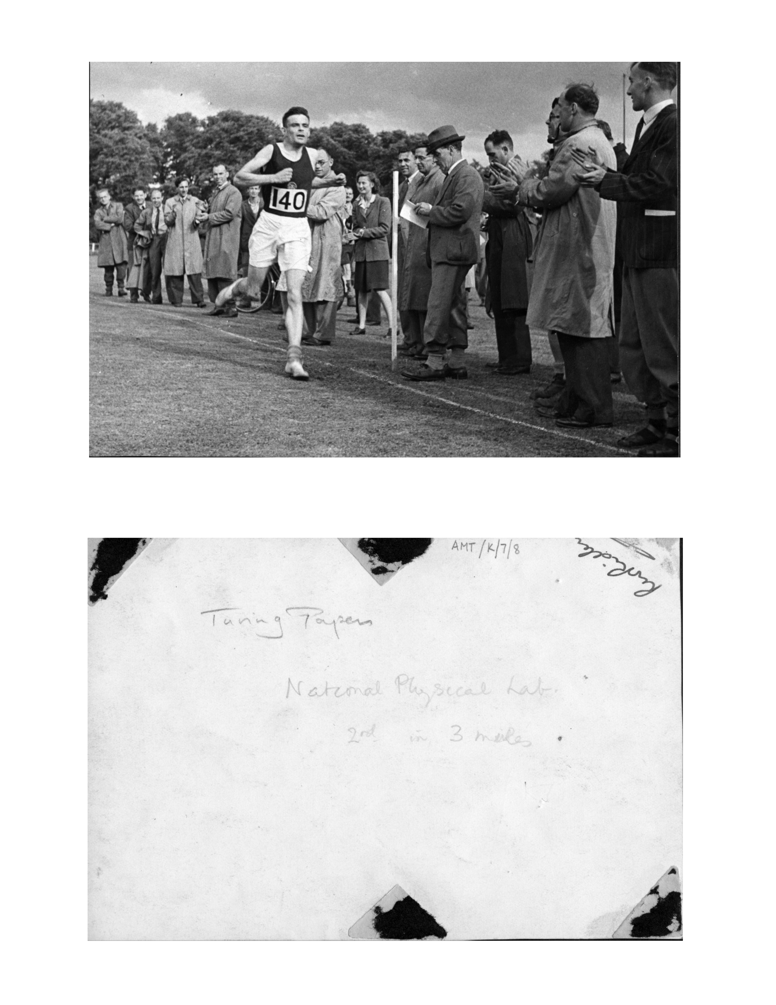   A photograph of computer pioneer Alan Turing running in a three-mile race at Dorking, England in 1946.                   Turing Digital Archive, AMT/D/15. 2: image 2–2e  