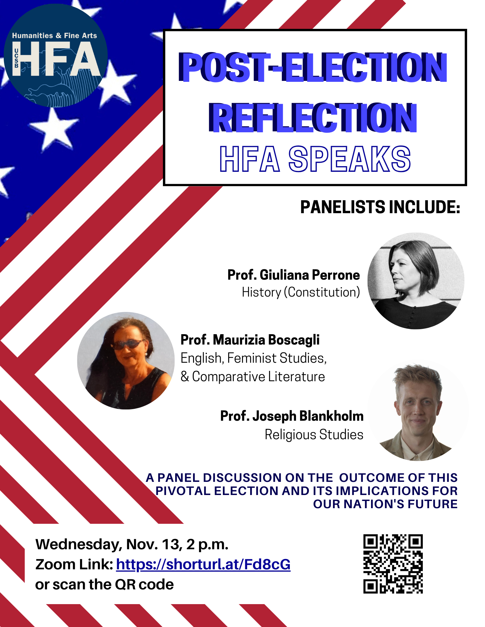   UCSB’s Division of Humanities and Fine Arts held its quarterly “HFA Speaks” faculty panel on the implications of the November presidential election.  