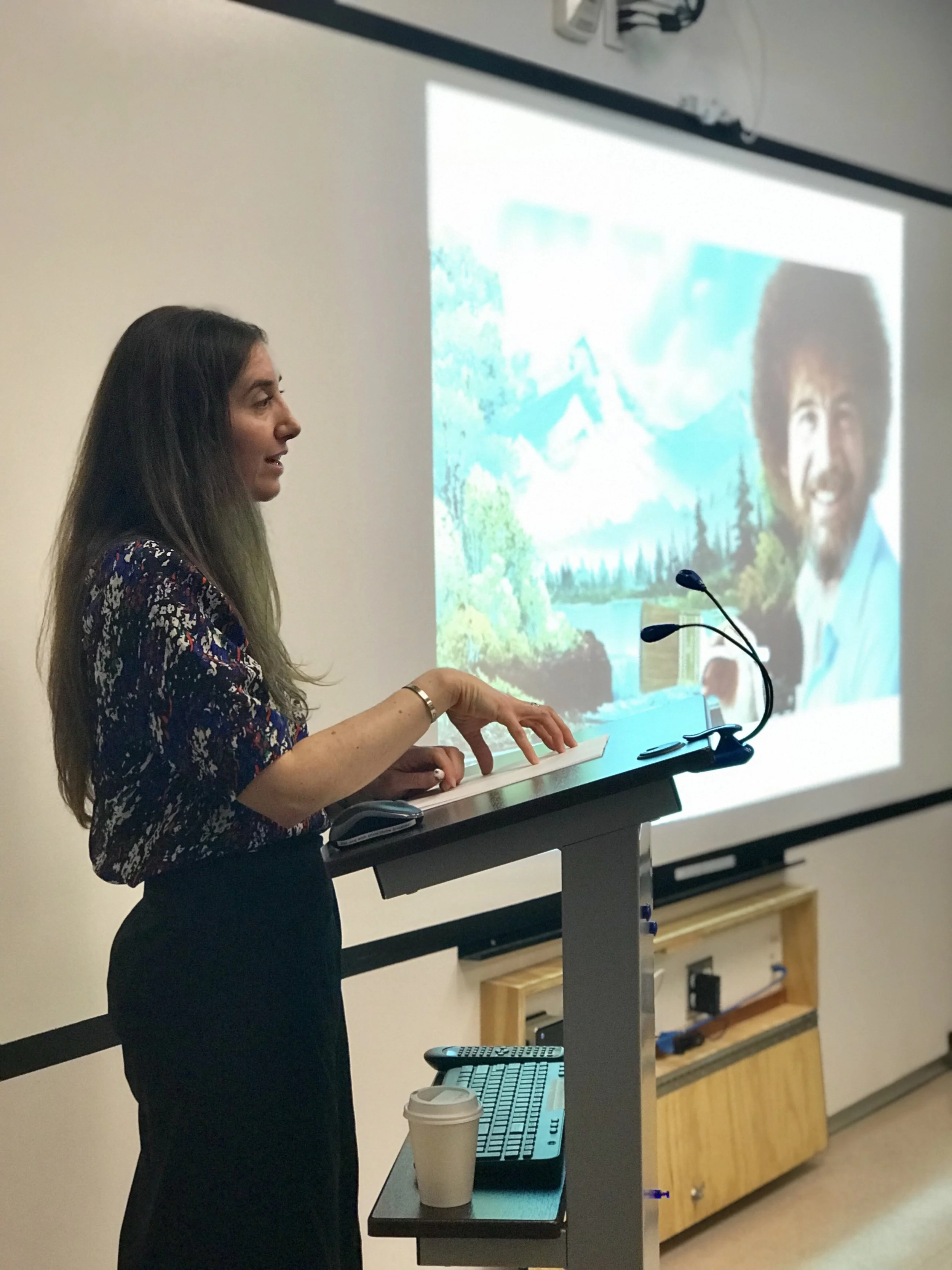  Hudson speaks about  TV personality Bob Ross' legacy of encouraging joy and happiness through doing art.. 