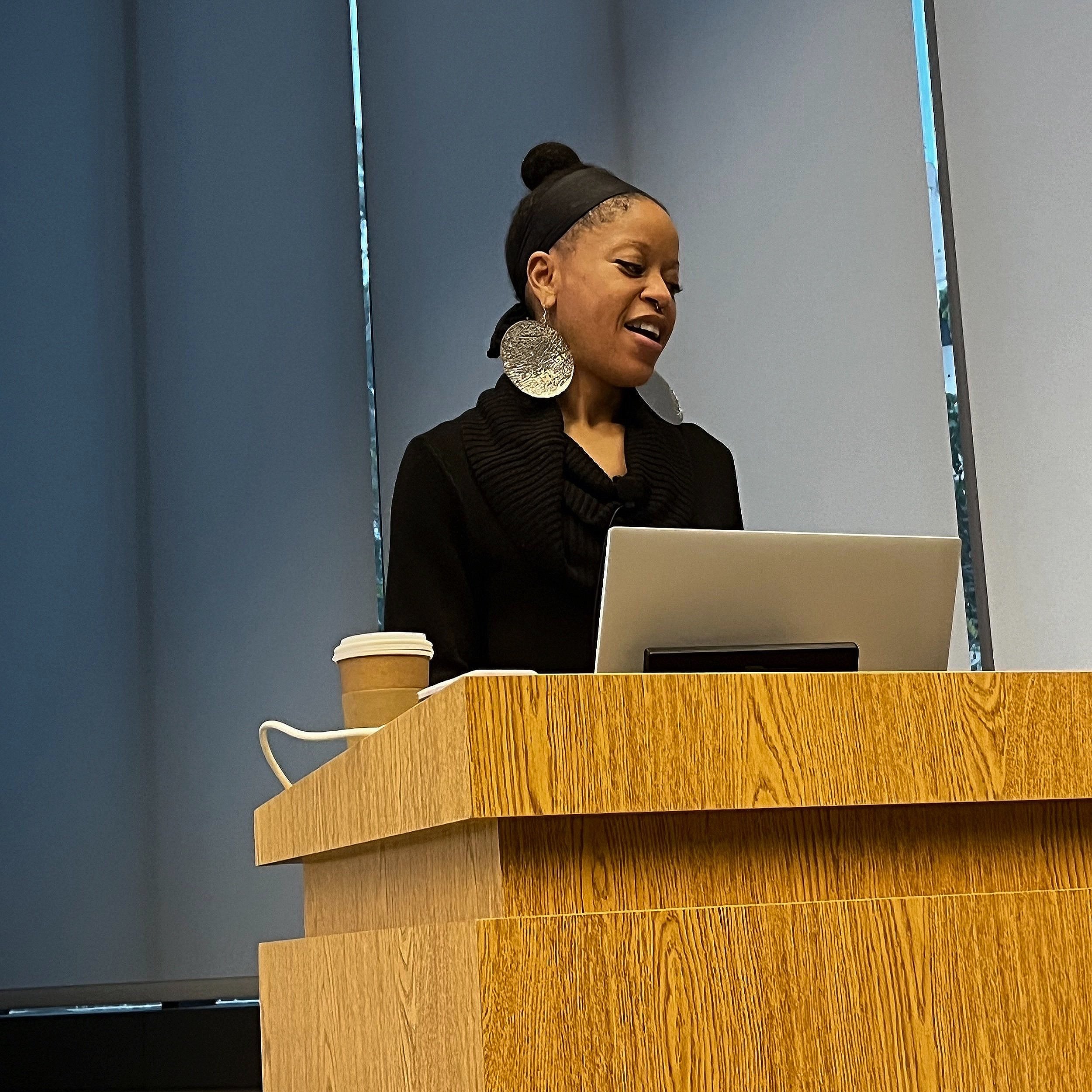  UC Berkeley law scholar Khiara M. Bridges during her talk, “Race in the Roberts Court: Dobbs v. Jackson Women’s Health Organization,” at UC Santa Barbara’s Henley Hall.  