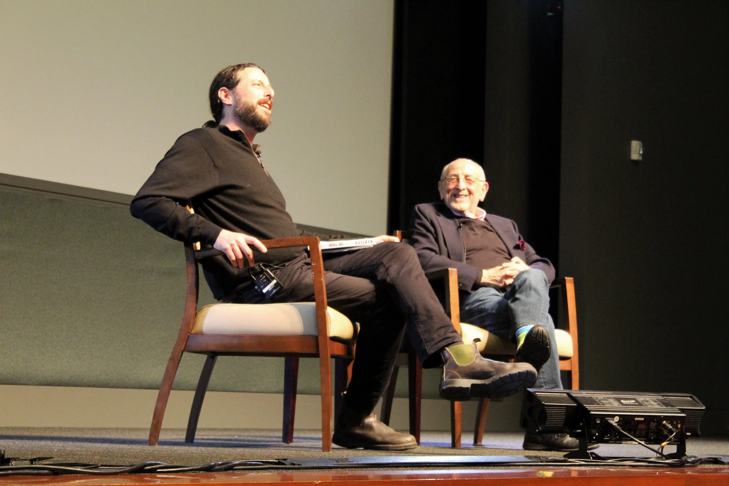  Ivor Davis at the post screening discussion with Dave Novak associate Professor of Music. 