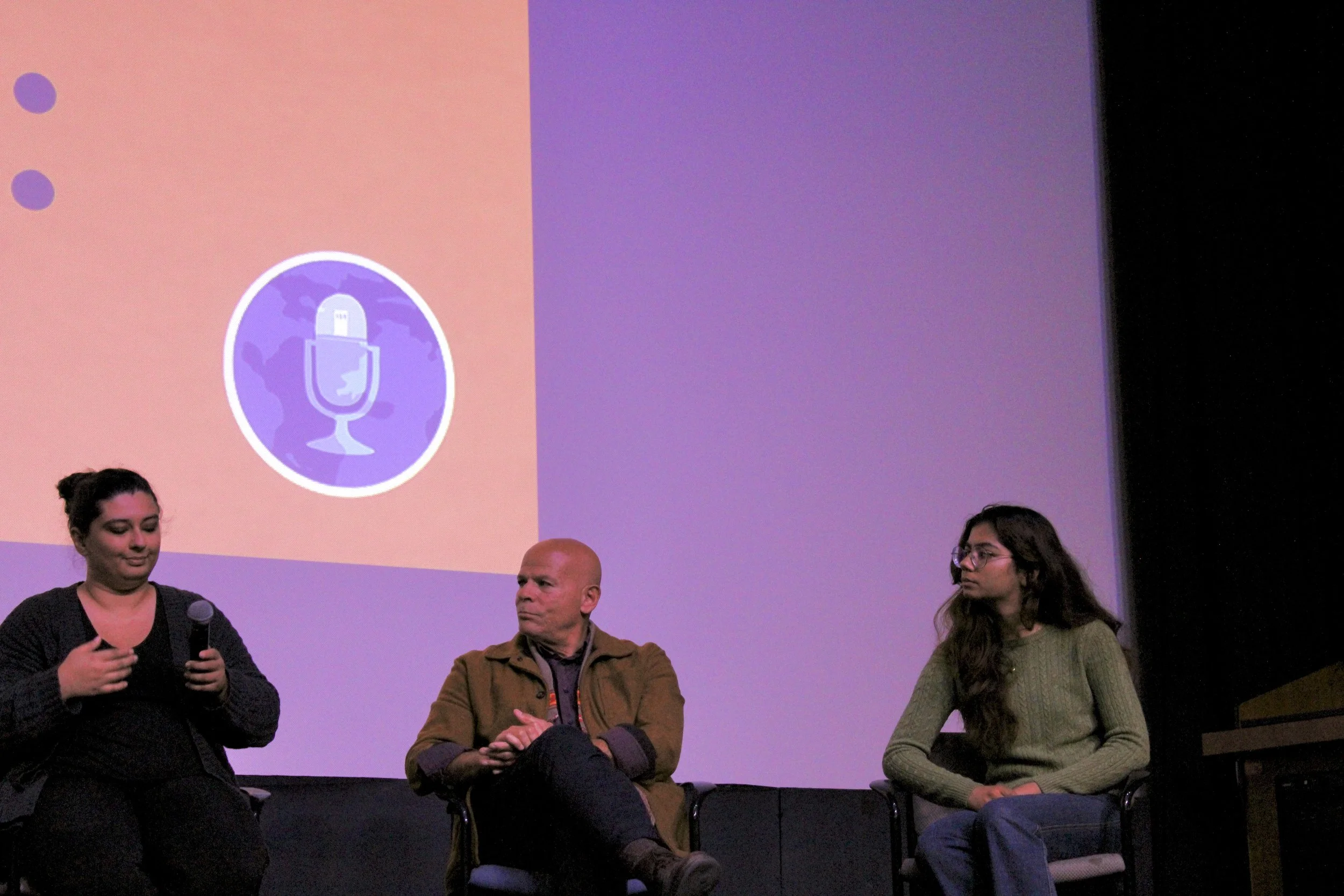  From left, panelists Janna Haider, a UCSB Ph.D candidate in history, Rick Benjamin, poet and professor in CCS, and Devanshi Tomar, the Daily Nexus newspaper’s chair for Diversity, Equity and Inclusion. They spoke during radio station KCSB’s discussion of free speech on campus. 