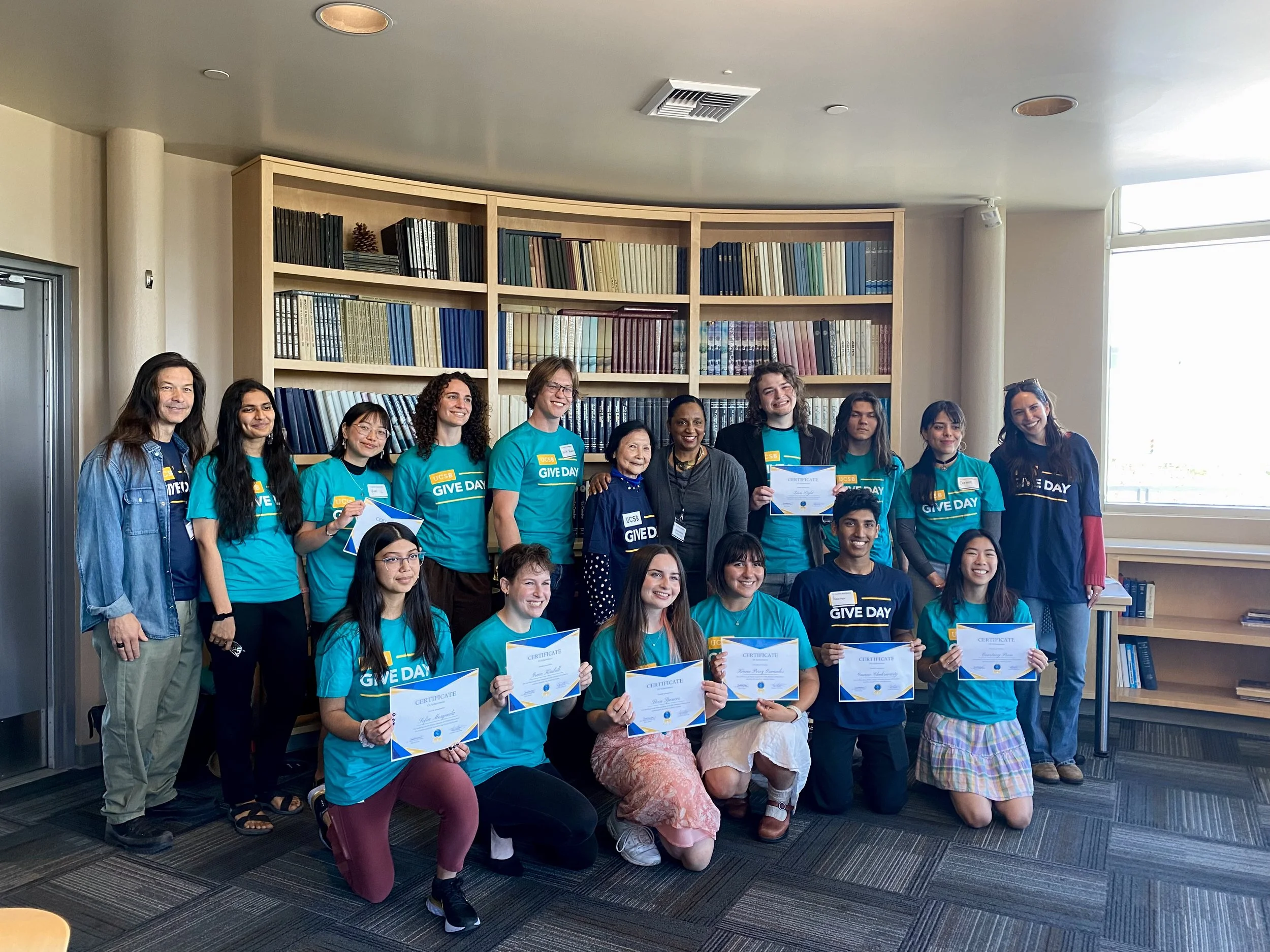  UCSB’s Division of Humanities and Fine Arts celebrated Give Day 2023 with a student Creativity Contest. Winners were congratulated at a luncheon Thursday by HFA Dean Daina Ramey Berry, alumnus judge and donor Alexander (Xander) Lee, and Dilling Yang, wife of Chancellor Henry T. Yang. 