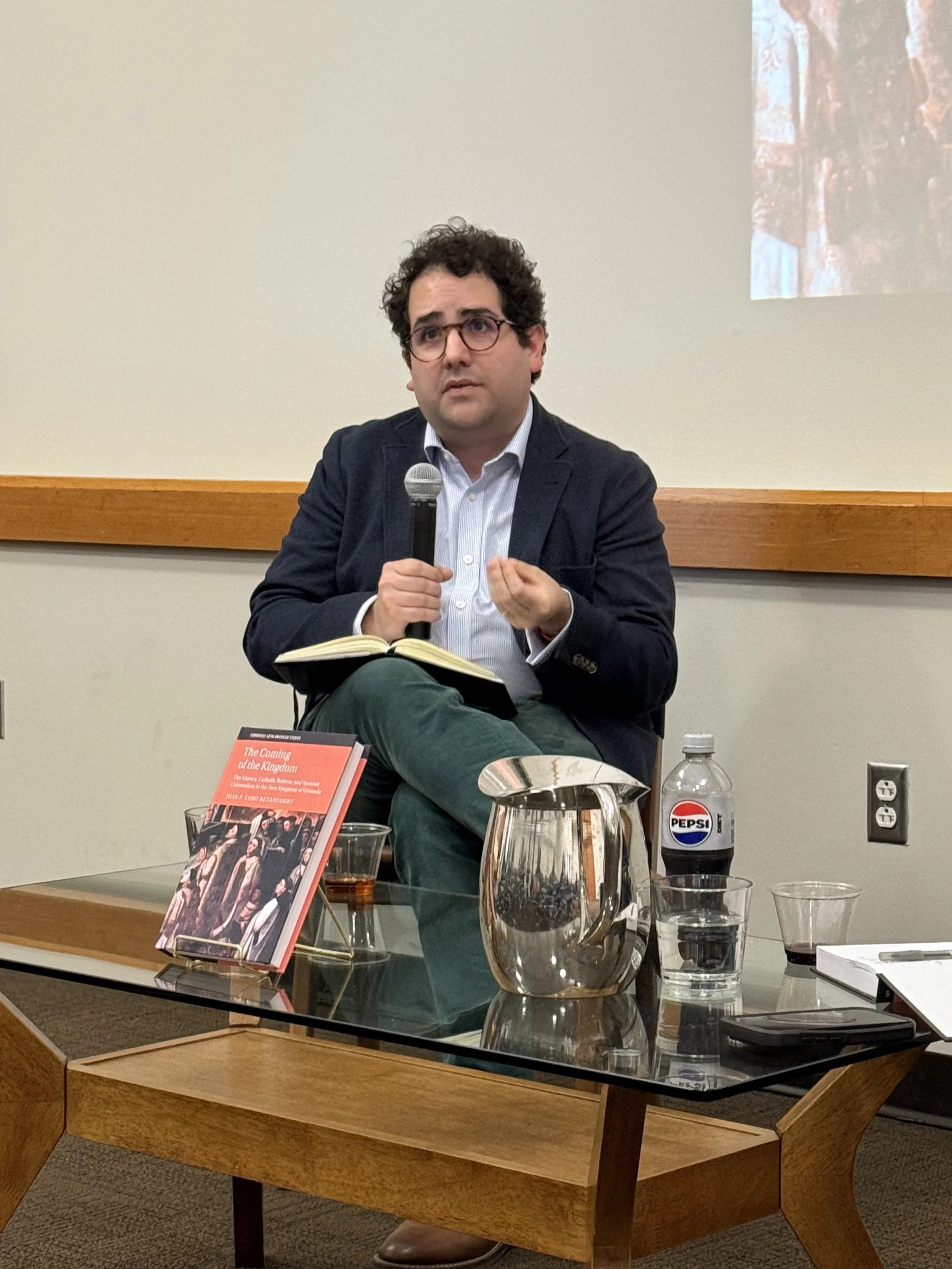   UC Santa Barbara history professor Juan Cobo Betancourt discusses Indigenous leadership and survival in colonial Colombia during a recent talk.  