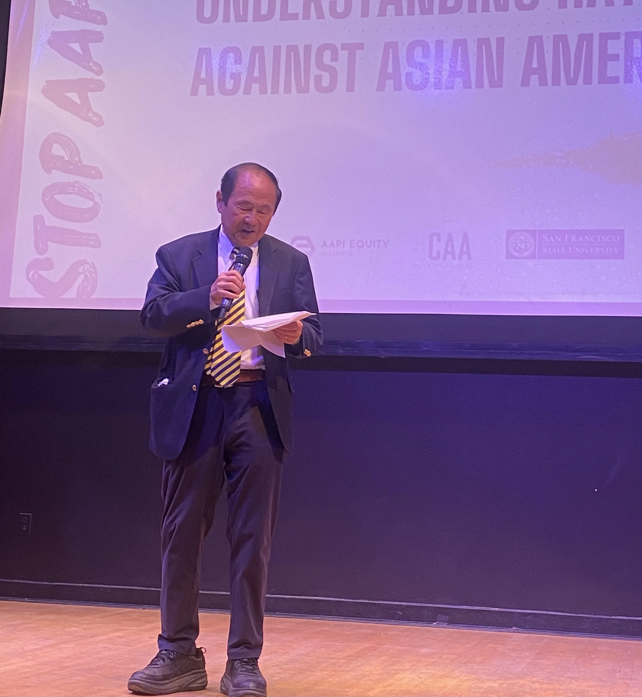  UCSB Chancellor Henry Yang gave opening remarks at UCSB’s Multicultural Center before lecture on combatting hate and violence against Asian Americans and Pacific Islanders. 
