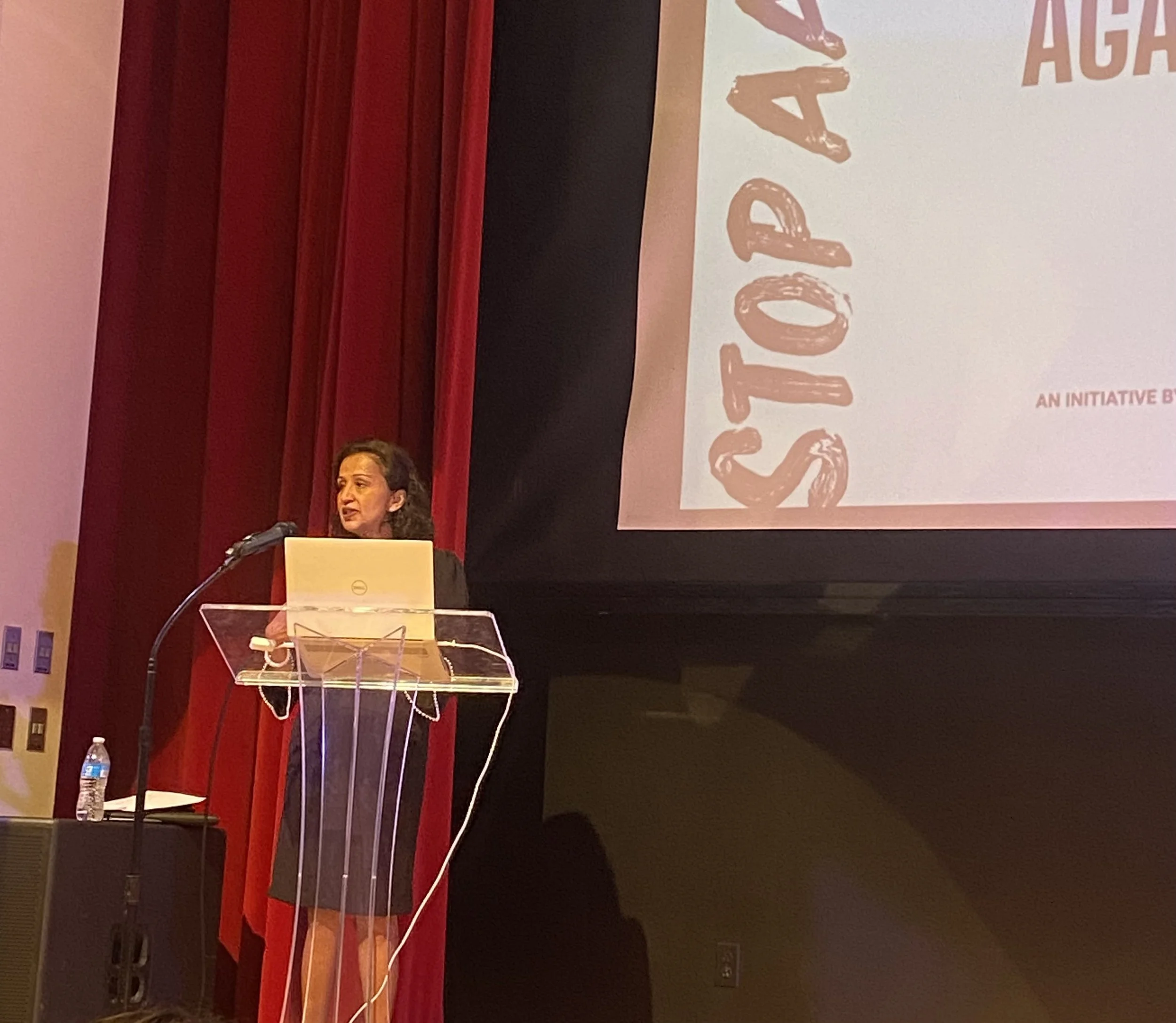  Manjusha Kulkarni, co-founder of Stop AAPI Hate, gave a talk titled “Challenging Hate: How to Stop AAPI Violence.” 