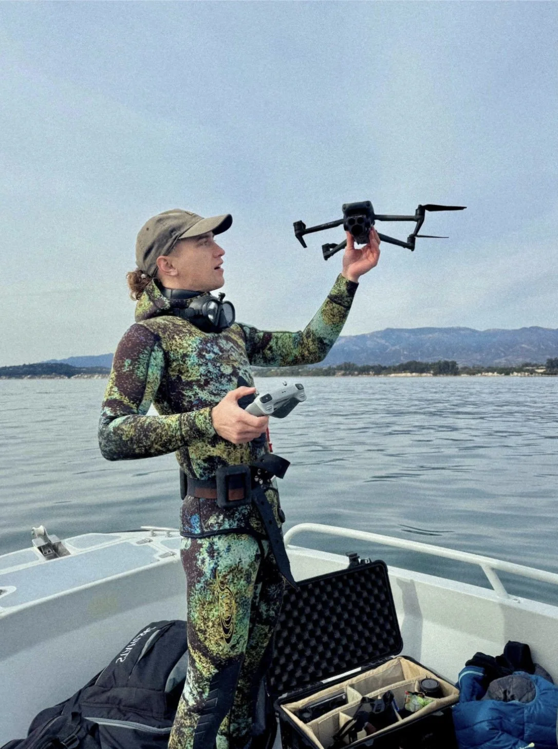   Malakai Isaacs, a UCSB Film and Media alum, captures aerial footage with his drone for  The Fish Reef Project  in Goleta. He credits the UCSB  Coastal Media Project  as pivotal in his filmmaking journey, noting that he still applies  today the techniques he learned then.  