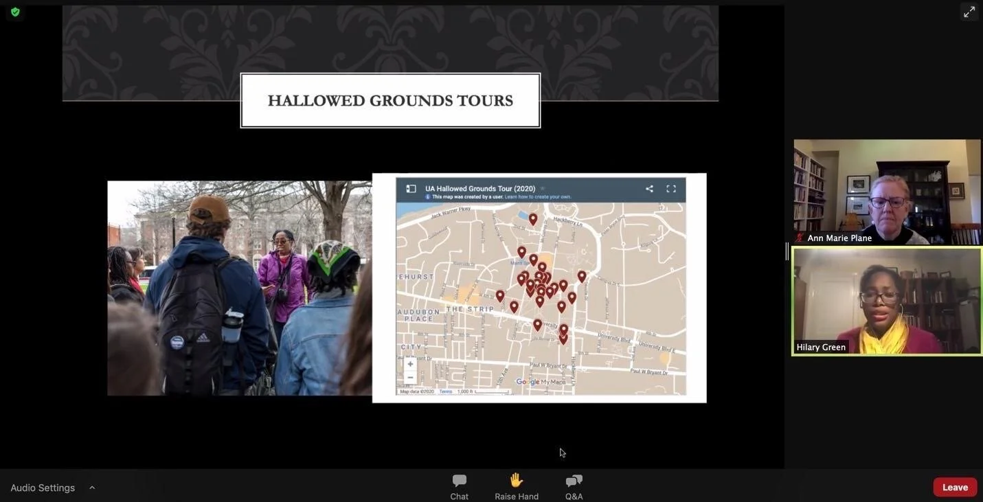  History professor Hilary N. Green, bottom right,  told a UCSB audience how her Hallowed Grounds Tour takes students around the University of Alabama and sheds light on the lives and experiences of the enslaved men, women, and children at the university in year’s past. 