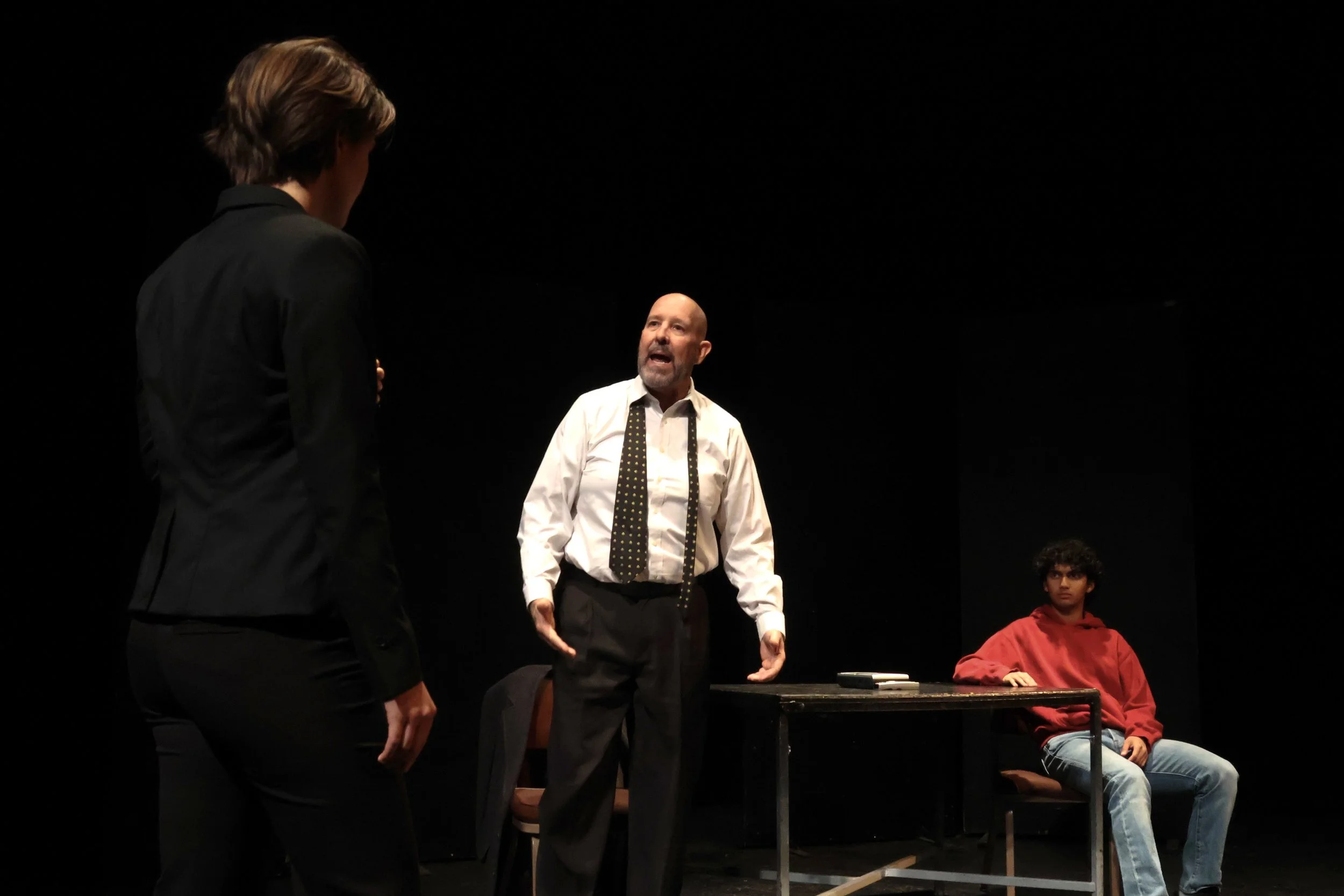      Photo by Laura Parker   A dispute breaks out between the characters during the interrogation in the play “The Incident Report,” directed by UCSB student Alex Guaydacan, a senior in UCSB Theater’s directing concentration. It was staged last weekend in Fall One Acts.                                                                                                                                                                        