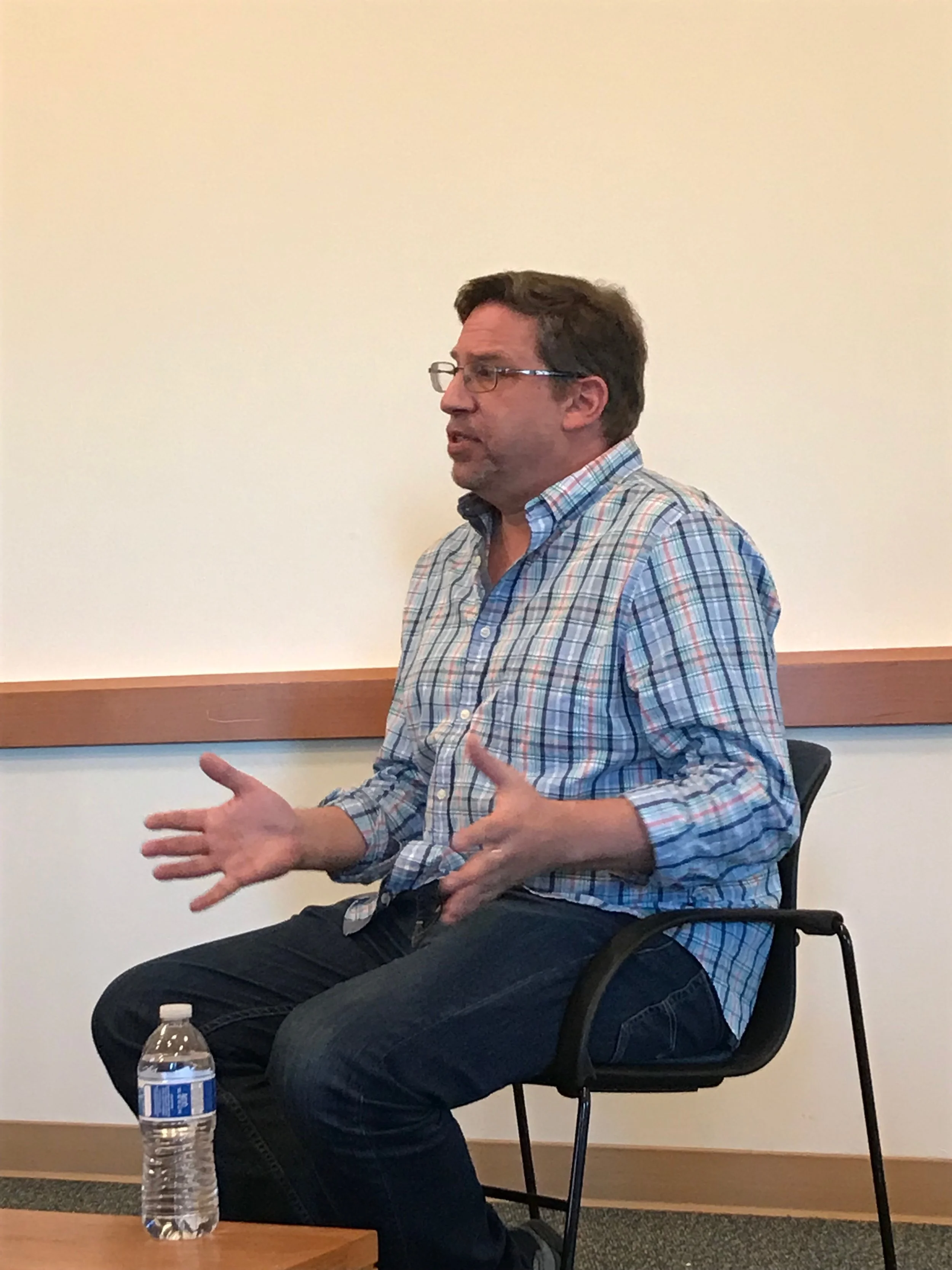  Writing Professor Robert Samuels, discussed his latest book,  Educating Inequalities: Beyong the Myths of Higher Education.  (Photo credit: Milena Mills) 