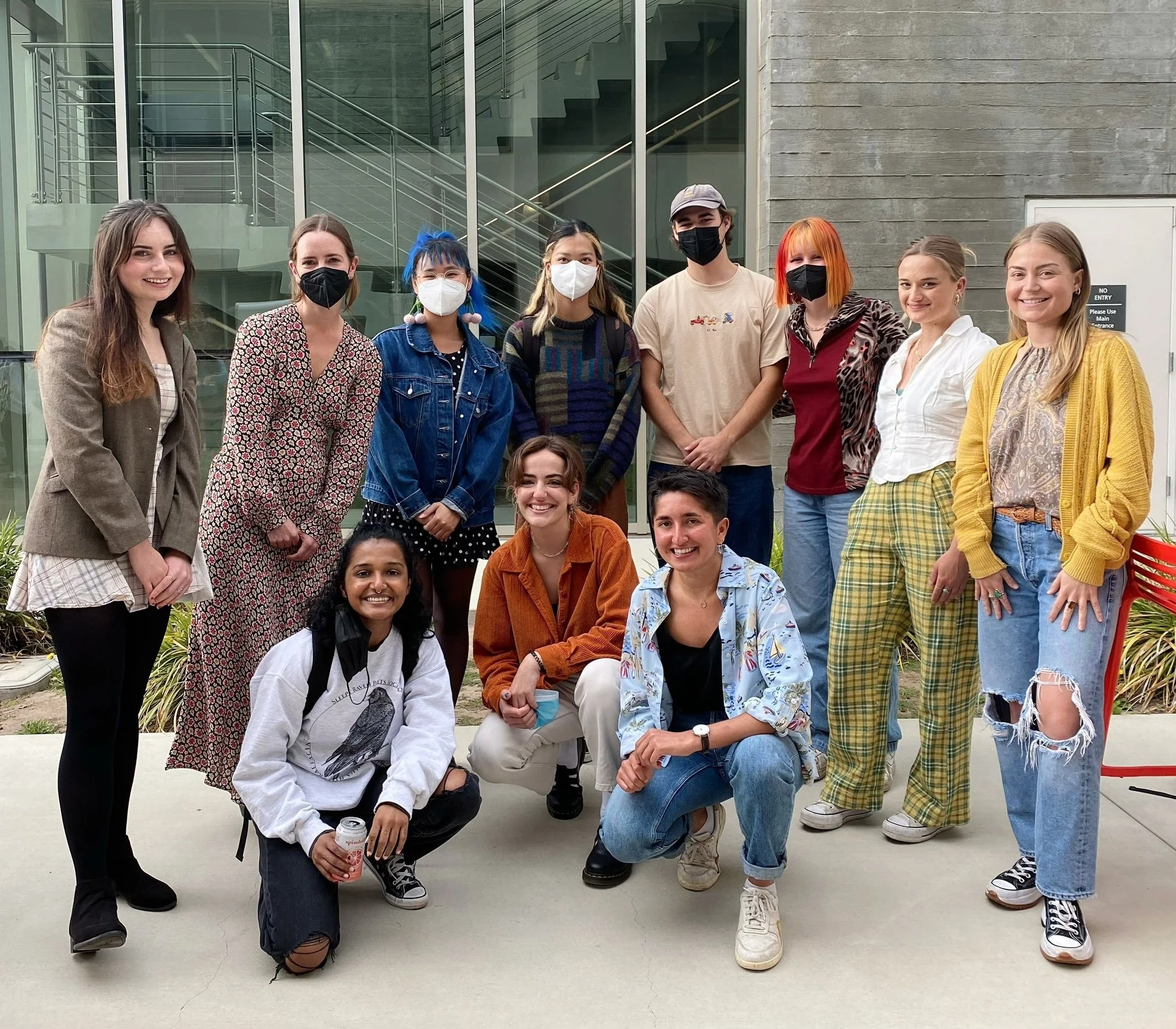 UCSB Writing Program faculty facilitator Ellen Whittet (back row, second from left),  with several of the student presenters for the Pandemic Stories creative nonfiction project.  