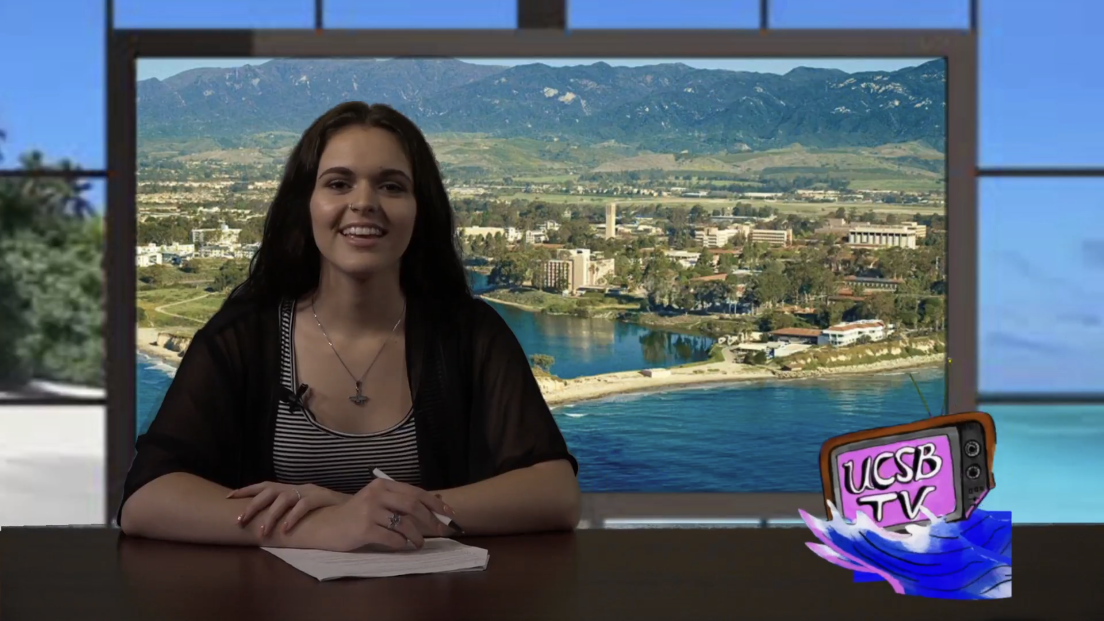  Kelisha Abad speaks for the UCSB TV cameras.  