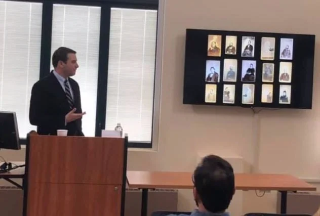  During a talk at UC Santa Barbara, Peter Manseau a curator of American religious history at the Smithsonian Institution, shows a variety of Civil War-era photos purportedly depicting apparitions. 