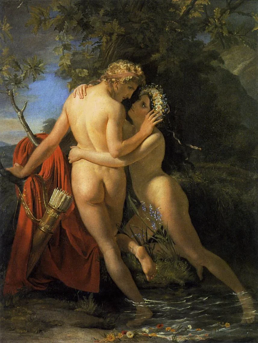 A painting entitled “The Nymph Salmacis and Hermaphroditus” by François-Joseph Navez.  In her UCSB lecture, Valerie Traub used the poet Ovid’s story of Salmacis and Hermaphroditus as an example of how writers sexualized the blush. 