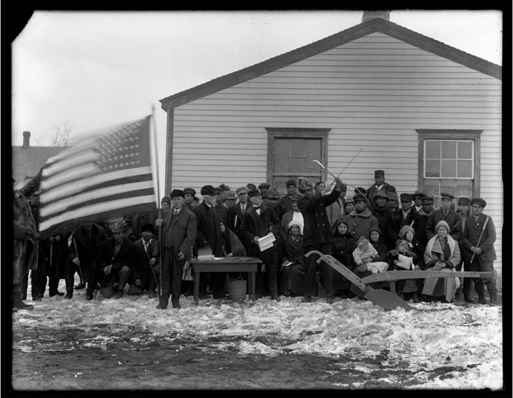  A ctizenship ritual for Native Americans of the Standing Rock Indian Reservation in Fort Yates, North Dakota, on December 18, 1917. Photo by Frank Fiske 