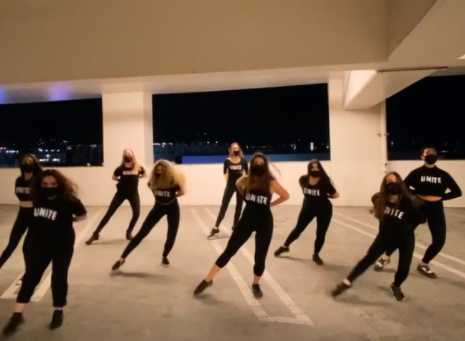  Sera Shahgholian of UCSB Dance and fellow dancers in her piece  Unite,  posted to her Instagram account. Photo by David Gharibian. 