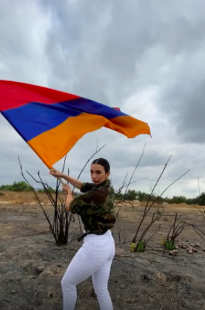  UCSB dance student Sera Shahgholian in her piece  The Armenian Flag  posted on Instagram. Photo by David Gharibian. 