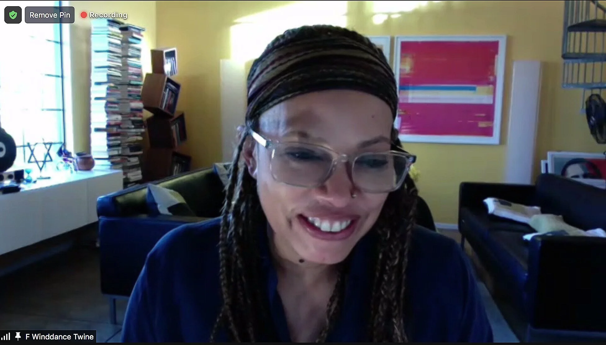  UCSB sociologist France Winddance Twine in a recent virtual lecture for Film and Media Studies on hiring practices in Silicon Valley. 