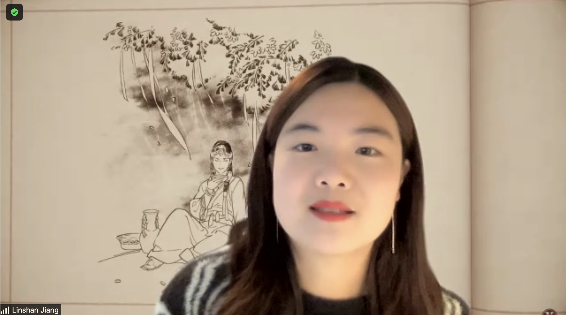  Linshan Jiang, a UCSB graduate student in  East Asian Languages and Cultural Studies and co-organizer of the Center for Taiwan Studies’  Workshop  series, at a Zoom event on queer literature from Taiwan’s Martial Law period. 