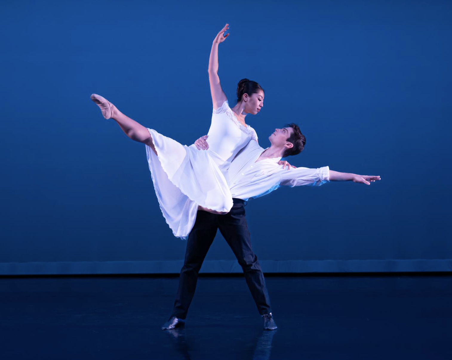   UC Santa Barbara dance majors Ana Ko Glass and Andrew Bauer performed a duet from Jose Limon’s “Mazurkas” at the company’s opening show, “Rebound,” in early March. Photos by Stephen Sherrill. 