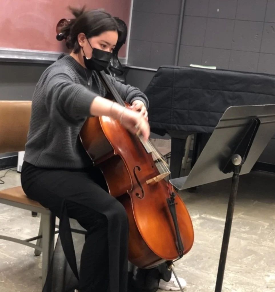  Cello has been a life-long passion for UC Santa Barbara music student Mia Paul, who started her music career at age 12. Photograph by Jennifer Kloetzel.  