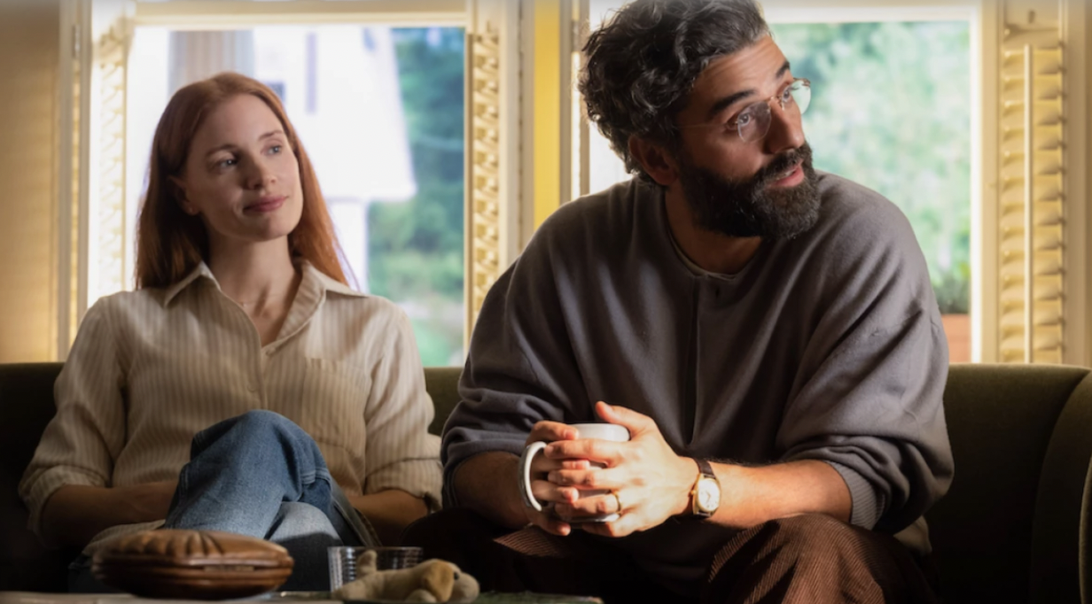  Actors Jessica Chastain, left, and Oscar Isaac as Mira and Jonathan in the five-part HBO mini-series  Scenes from a Marriage . The Carsey-Wolf Center held a screening and discussion last week. 