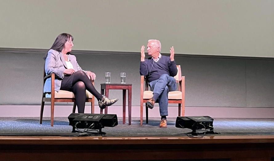  Television executive Rick Rosen, right, and director of UCSB’s Carsey-Wolf Center Patrice Petro, discussed the English-language remake of the 1973 Swedish miniseries  Scenes from a Marriage,  at the Pollock Theater last week. 