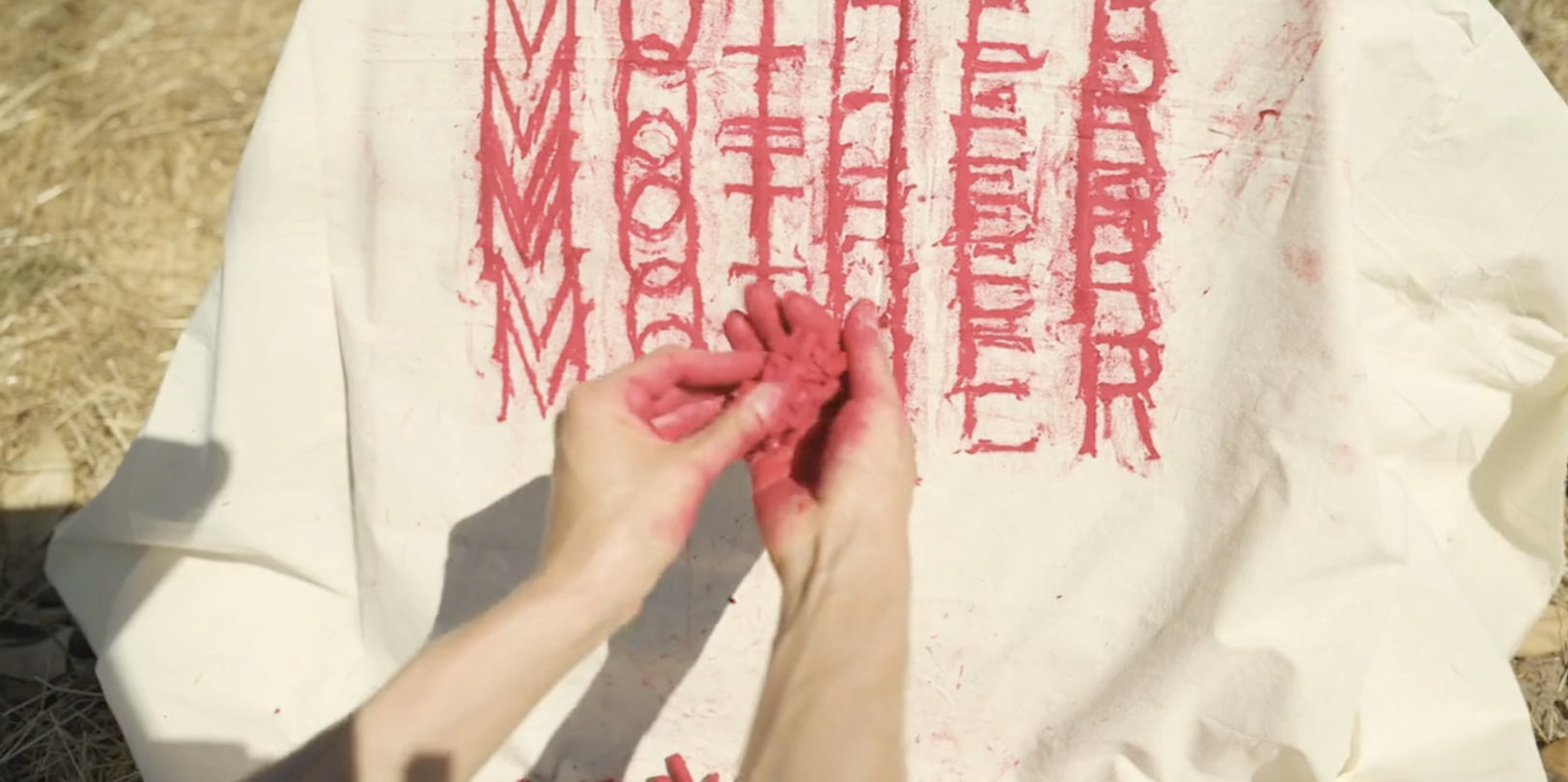  A canvas using wax rubbings in  L.A. artist Carmen Argote’s  Beloved  series  