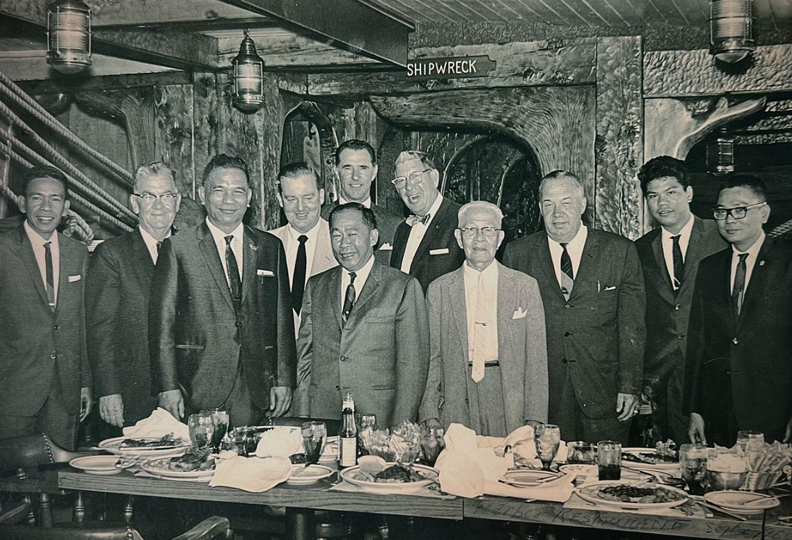  Filipino Community Association members and guests. First FCA president and father of Patti Van Tassel, Jose Fuentes, far right.  