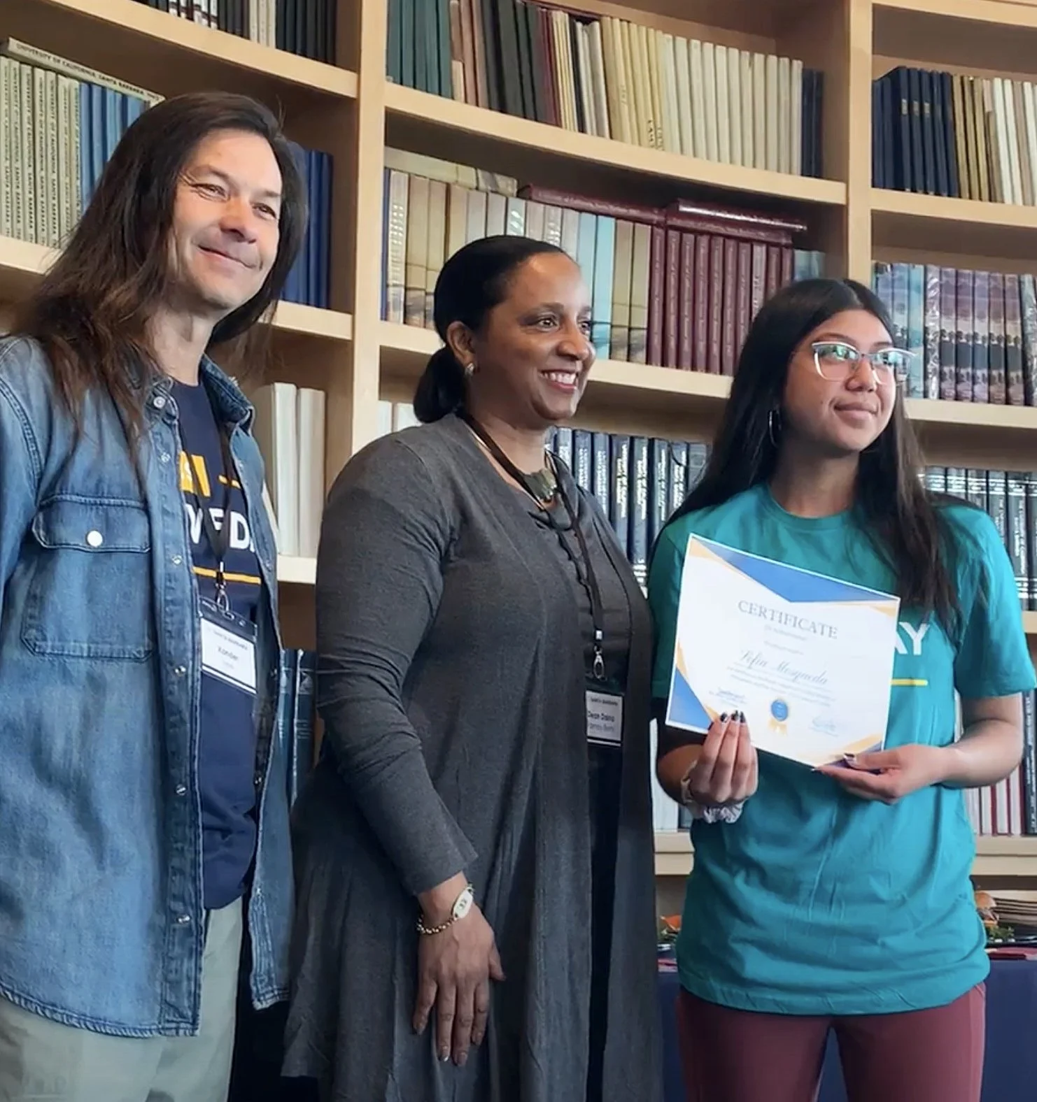   Sofia Mosqueda, right, is a second-year UCSB student majoring in Writing and Literature. She plans pursue the Professional Writing Minor in its Editing track. Mosqueda would like to pursue a career in magazine writing.   