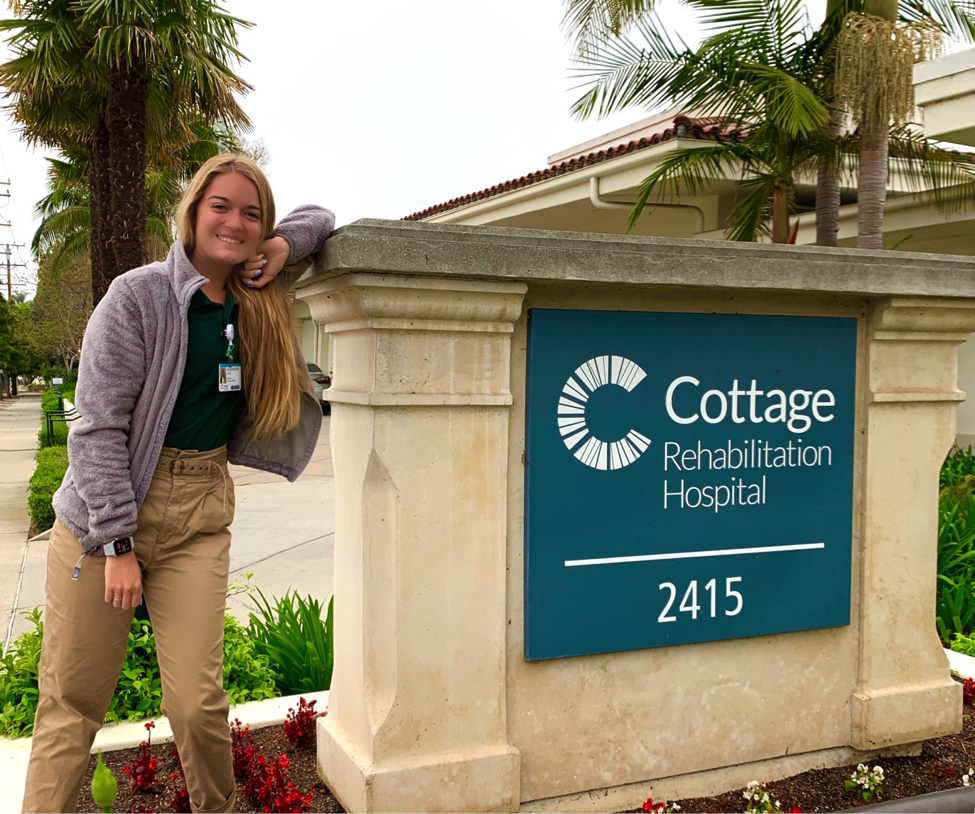  Once a week, Allie Cook, a second-year Linguistics student at UC Santa Barbara, heads to Santa Barbara Cottage Rehabilitation Hospital to shadow speech pathologists and observe therapy sessions with geriatric patients. 