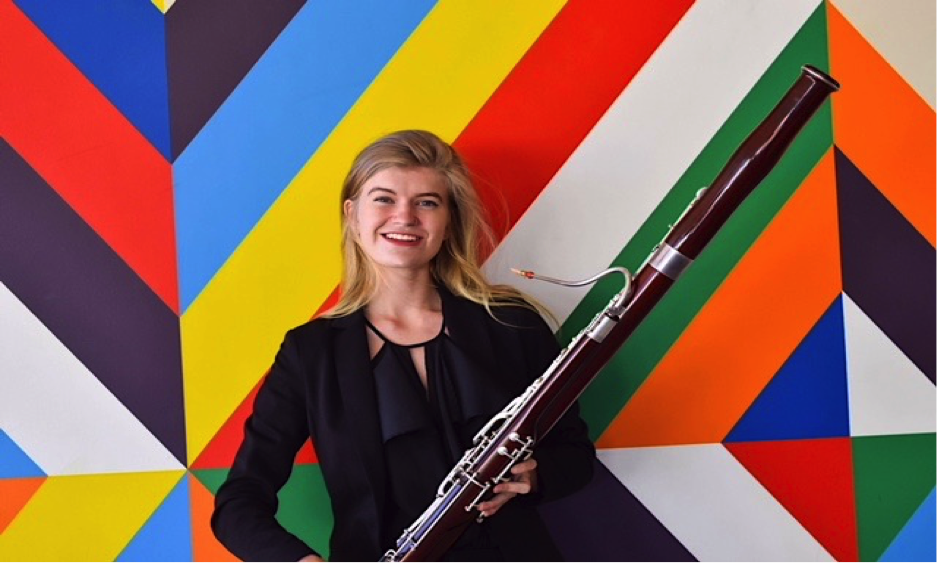  Claire Garvais poses with her bassoon at UC Santa Barbara. (Photo provided by Claire Garvais) 