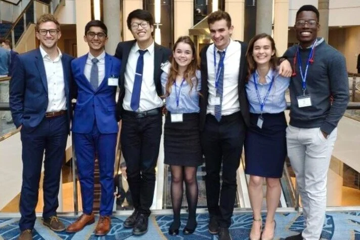   UCSB’s Ethics Bowl Team competing in Baltimore, Maryland, March 2019. The writer’s roommate Natalie McCosker is second from the right.  