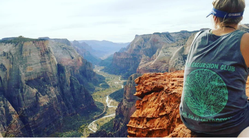   Excursion Club Staffer Katie Young overlooking Observation Point. Photo by Katie Young  