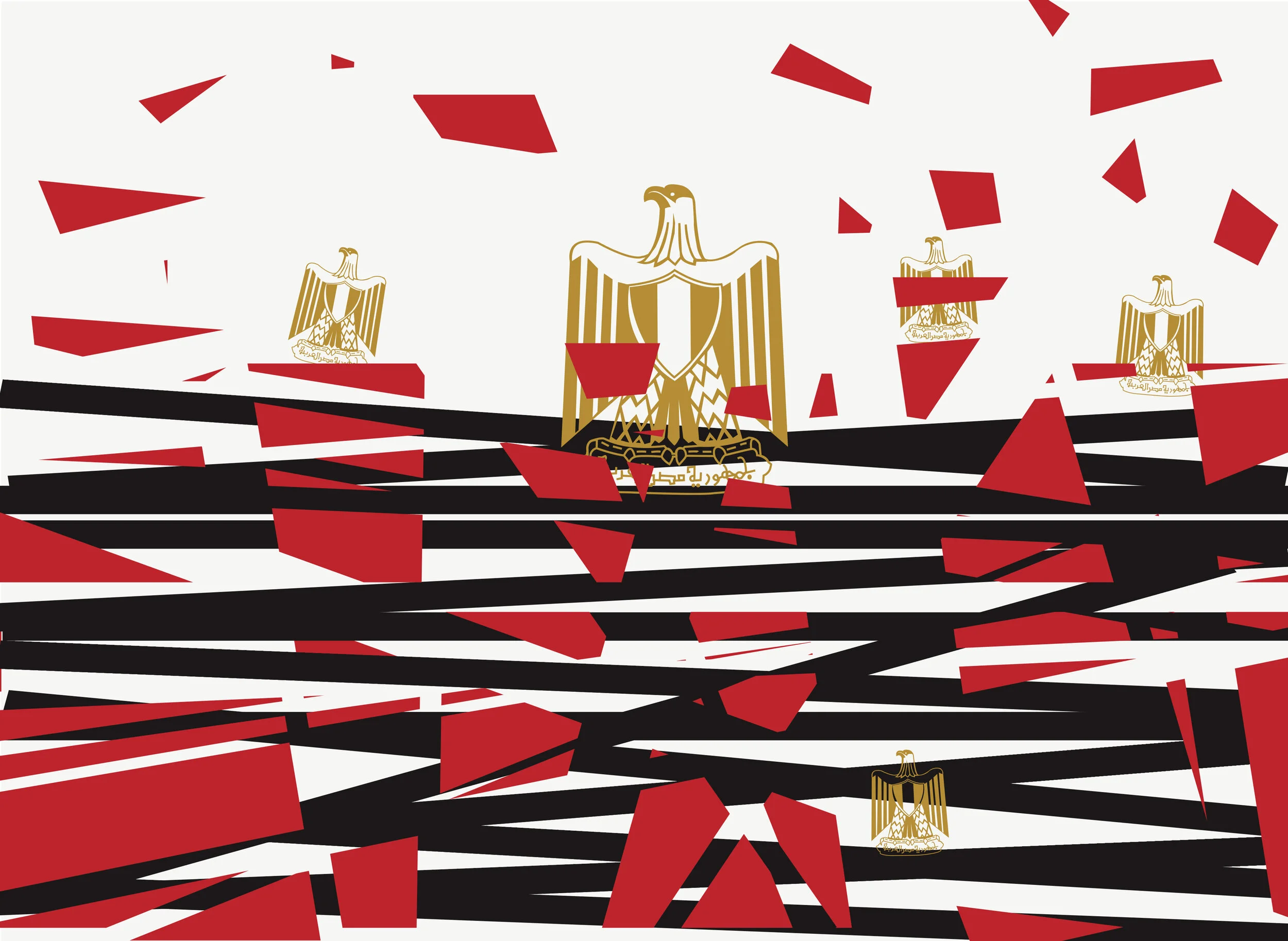  A digital re-composition of Egypt’s flag by UCSB art faculty member Iman Djouini, to symbolize distress in that country.   