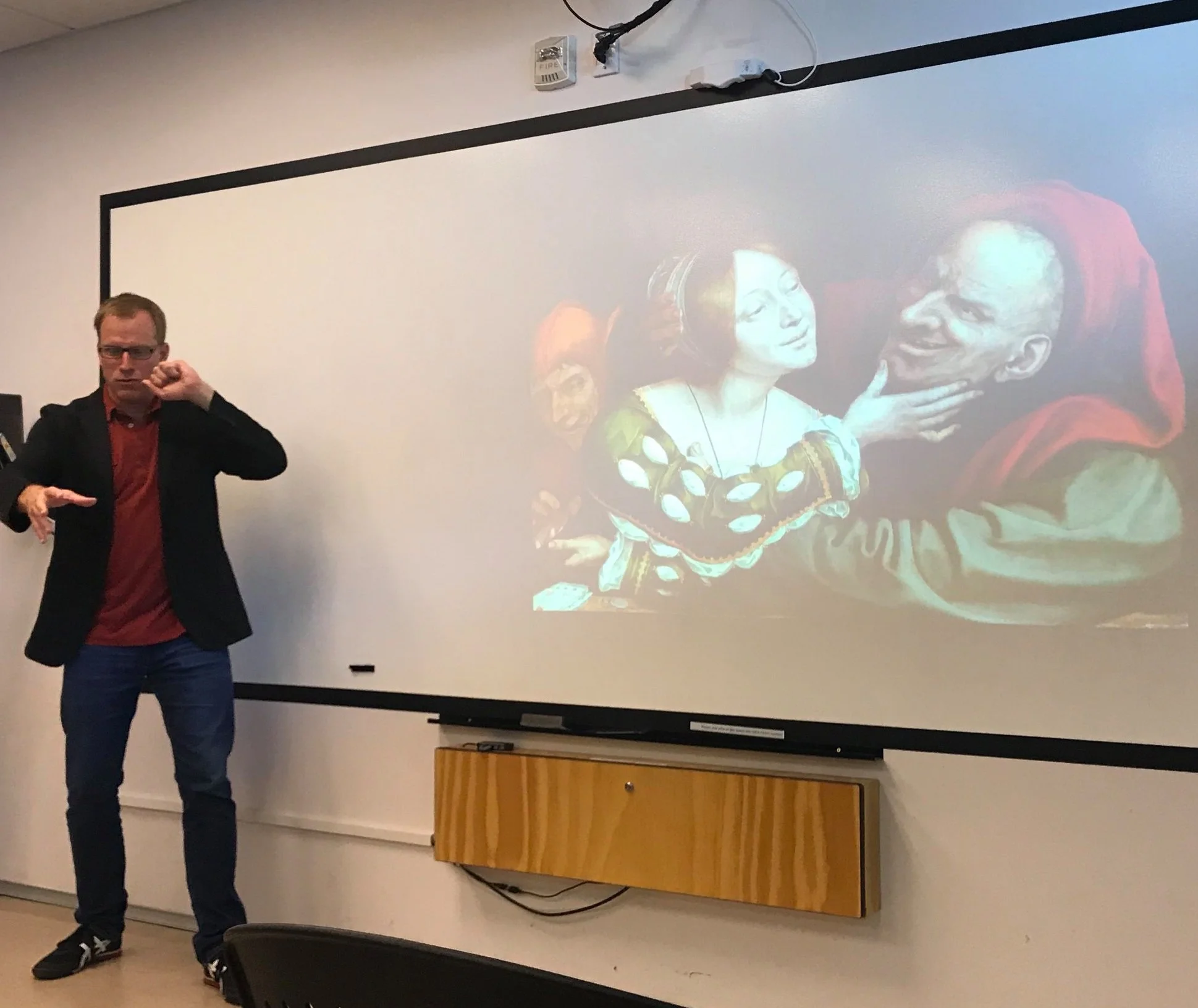  Bret Rothstein, a UC Santa Barbara alumnus who is now a professor of art history at Indiana University, Bloomington, speaking recently about games in art, at his alma mater the History of Art and Architecture department. 