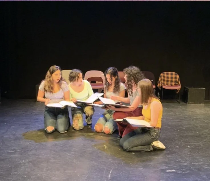  Student actors Monica Granados, Emma Roybal, Hind Jadallah-Karraa, Carlee Douglas, and Abbs Stoiber during the staged reading of 
