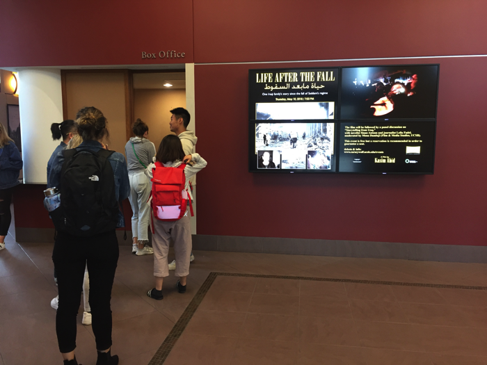  Students waiting in line for tickets to see “Life After the Fall” at Pollock Theater. The event was free of charge and welcomed people from the Santa Barbara community. 