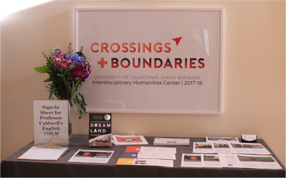  Quinones' talk was part of a lecture series called  Crossings + Boundaries  hosted by the Interdisciplinary Humanities Center (IHC). 