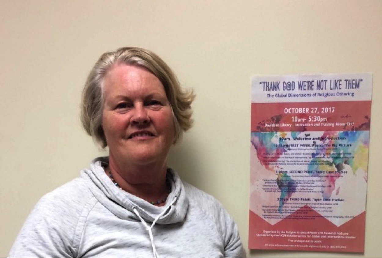  UCSB Religious Studies professor Kathleen Moore says people can “use religion as a negative mirror to reflect the values that are positive” about themselves. 