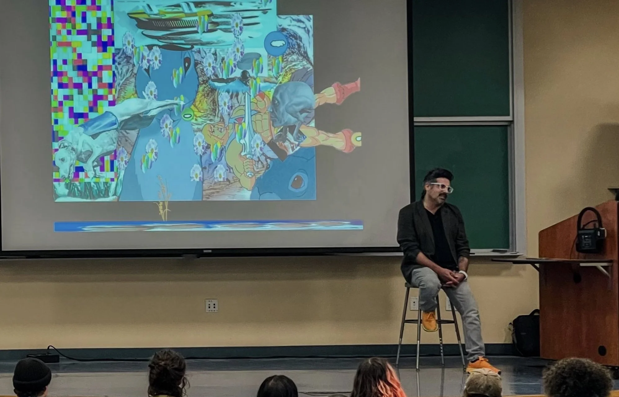  Arist Matt Mitros  addressed UCSB students and faculty in the art department’s Visiting Artist Speaker Series. 