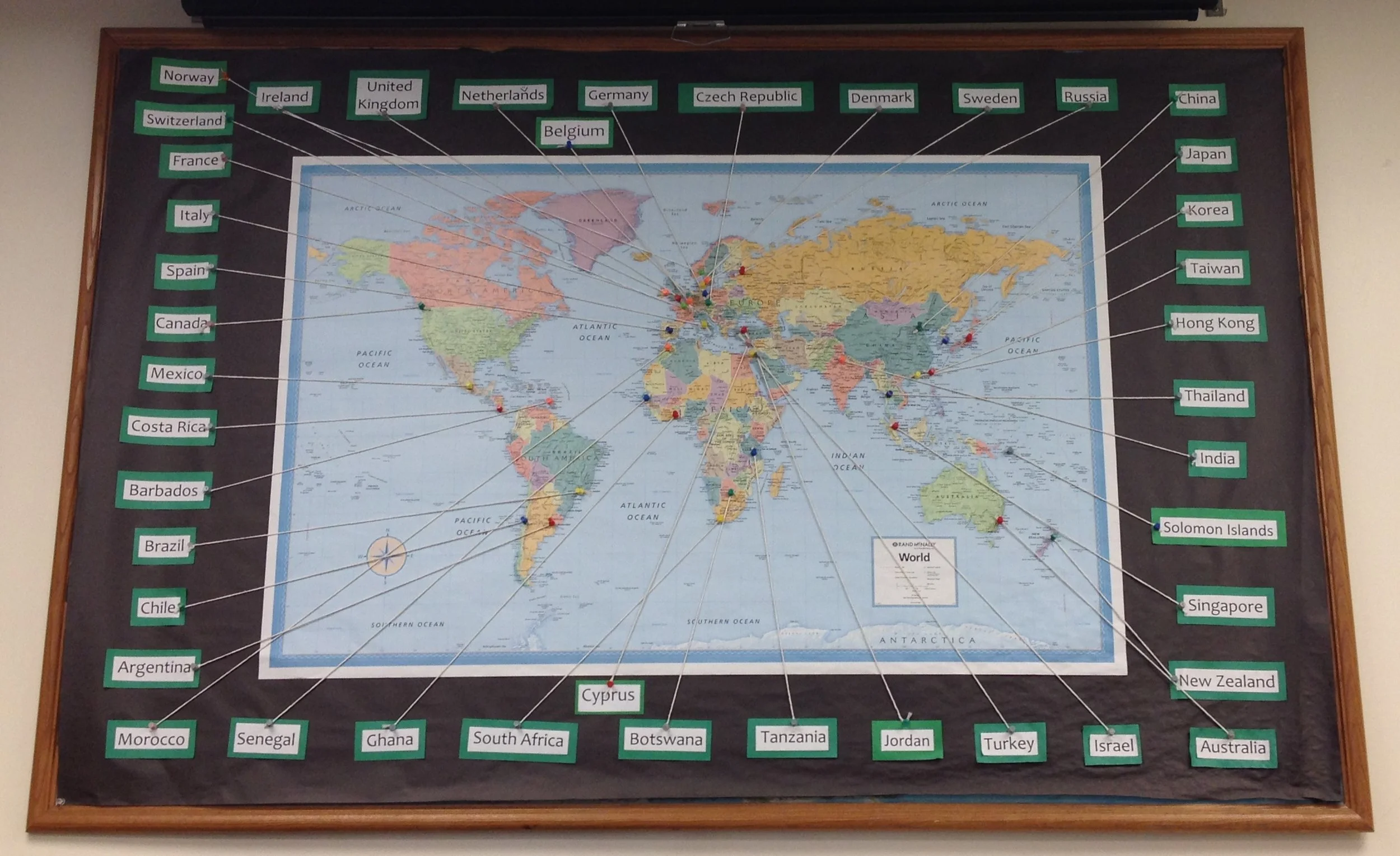   A map at the EAP office showing UCSB’s study abroad programs all over the world  