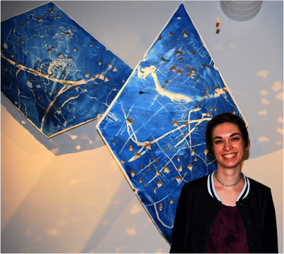  “Most promising junior” Sarah Dahl, 21, at the closing reception of her gallery installation  Please Forward, No Longer at This Address . 