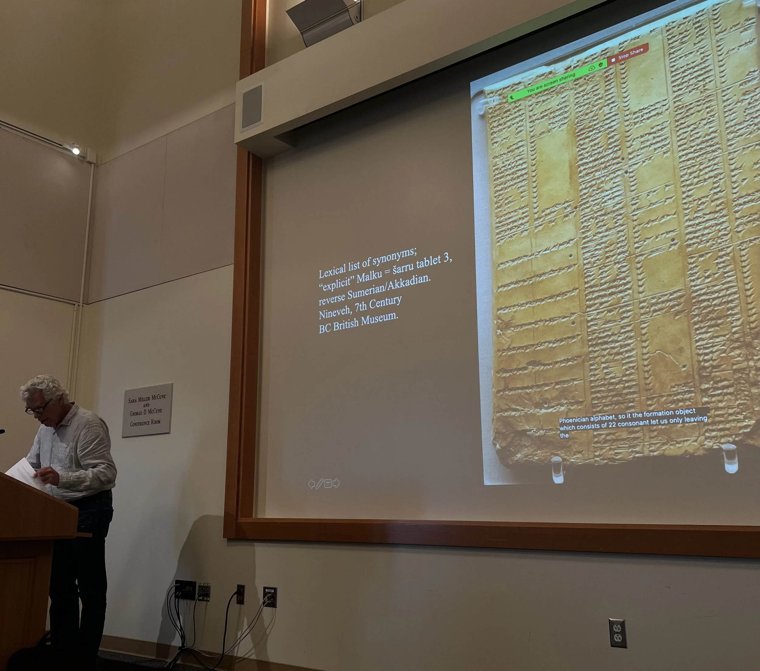  Wolf. D Kittler, professor at UC Santa Barbara, displays a Mesopotamian ‘Lexical List’ during his inaugural lecture for the Interdisciplinary Humanities Center’s new series: Too Much Information. 